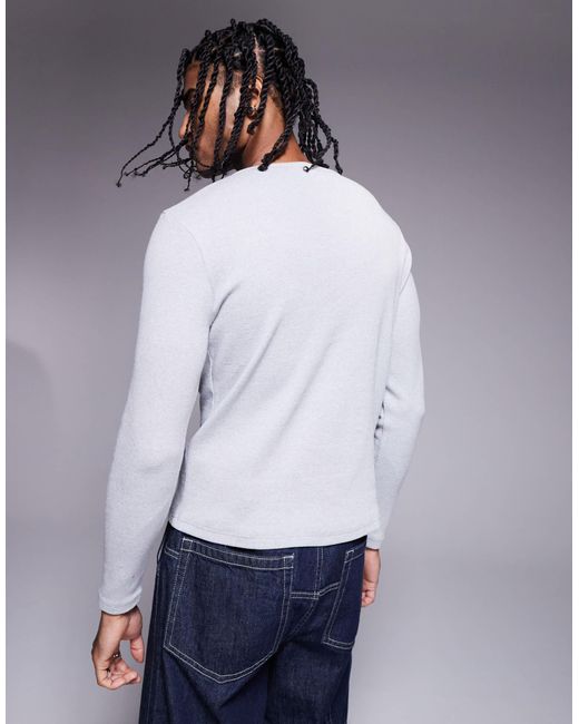ASOS – geripptes, langärmliges muskelshirt in White für Herren