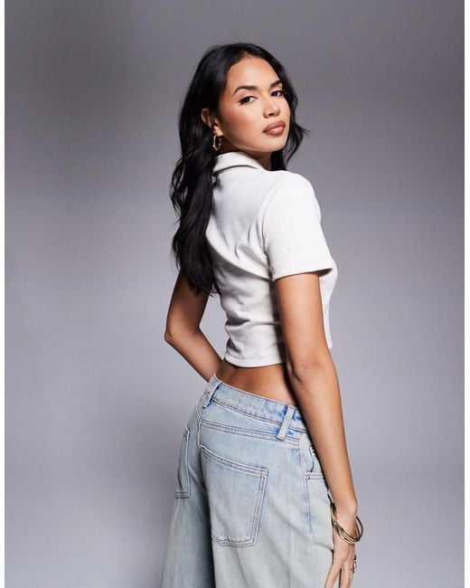 Nike White Essential Cropped Polo