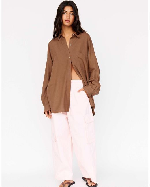 Pull&Bear Brown – rustikales oversize-hemd