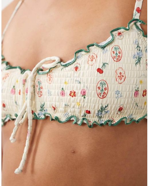 Dippin' Daisy's Brown Dippin Daisys Printemps Ruched Tie Front Bikini Top