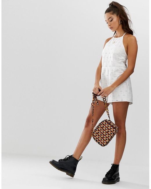white broderie playsuit