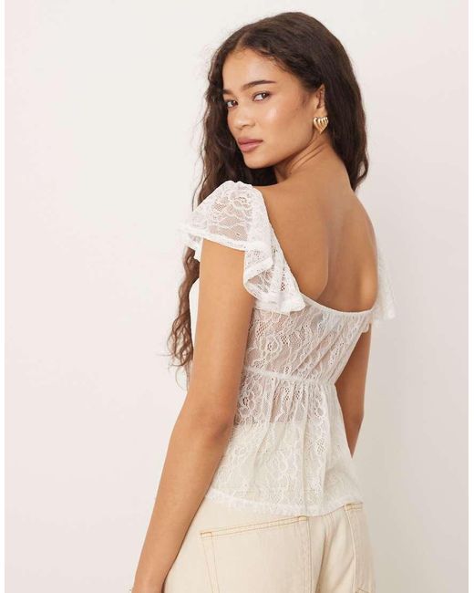 ASOS Natural Milkmaid Lace Crop Top