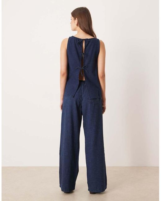 ASOS Blue Boxer Waist Wide Leg Denim Trouser