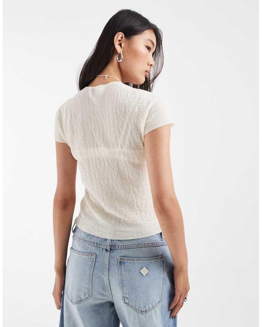 & Other Stories Natural Slim Fit Short Sleeve High Neck Knit Top