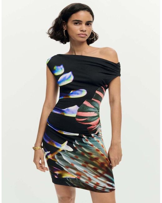 Desigual Gebreide Jurk Met M.C. Lacroix-Print in het Blue