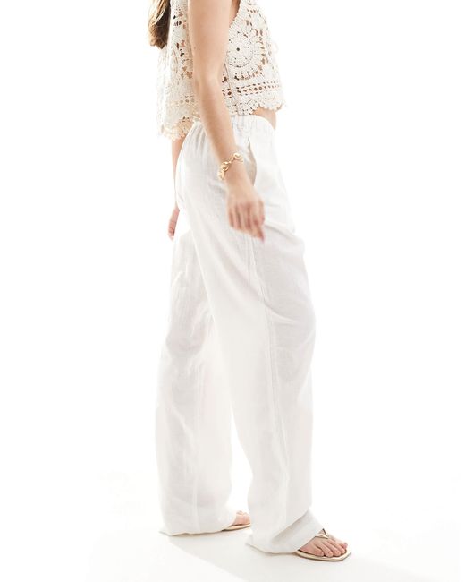 Monki White Linen Trousers
