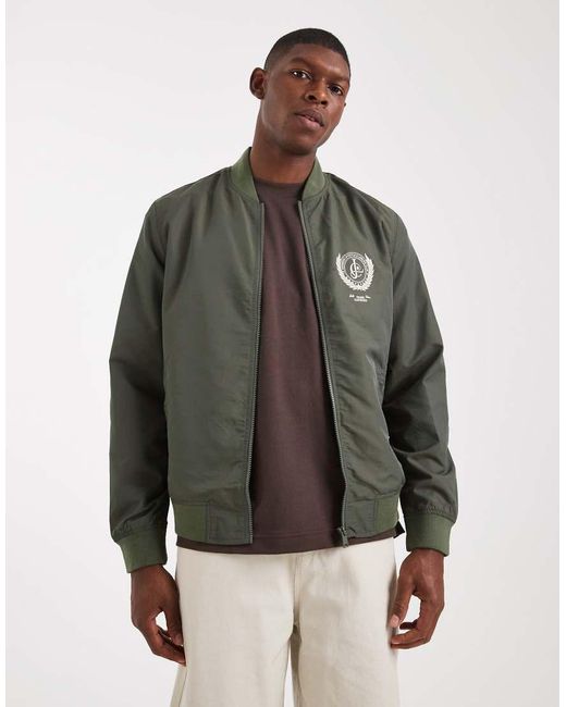 ASOS Green Lightweight Bomber Jacket With Prints for men