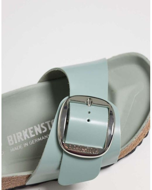 Birkenstock Gray Madrid Big Buckle Patent Leather Sandals