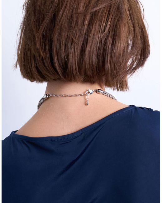 TOPSHOP Blue Maeve Floral Diamante Necklace