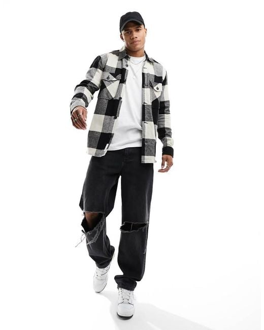 Only & Sons Black Buffalo Check Overshirt for men