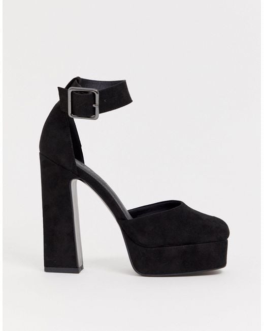 wide fit black platform heels