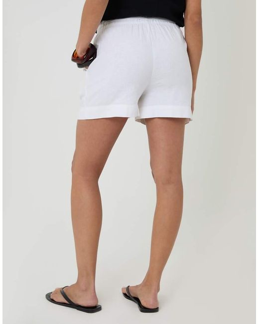Threadbare Blue Linen Blend Tie Waist Shorts