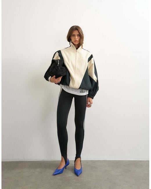TOPSHOP Natural Colour Block Funnel Neck Jacket