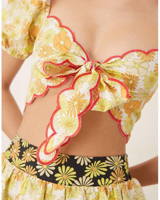 Collective The Label Natural Tie Front Crop Top