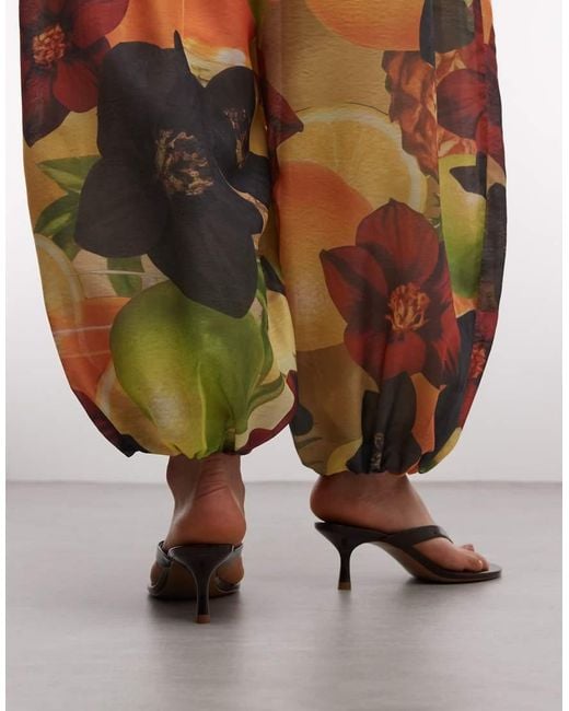 Mango Brown Heeled Flip Flop Sandals