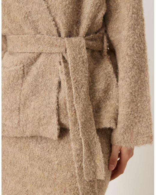 Y.A.S Natural Premium Textured Wrap Front Knitted Cardigan Co-ord