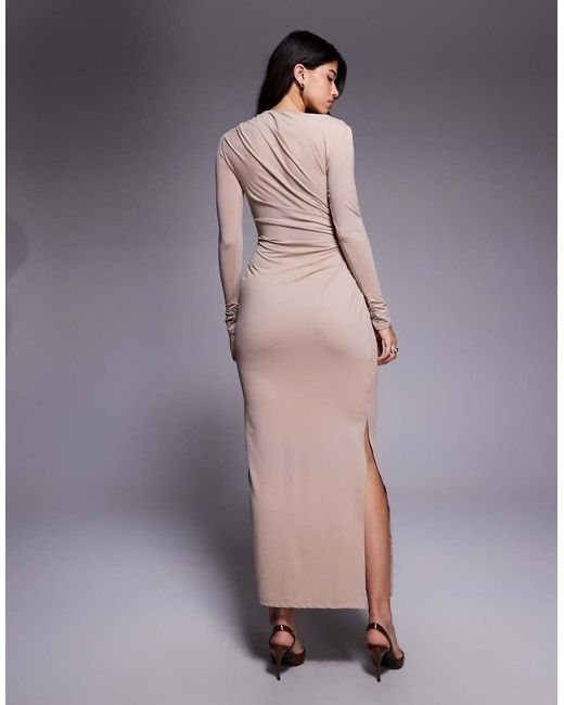 ASOS Purple Long Sleeve Drape Maxi Dress