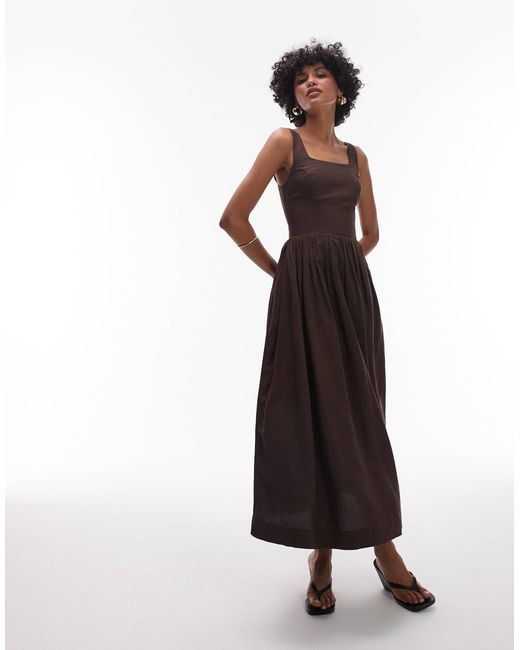 & Other Stories White Midaxi Dress With Fitted Bodice And Volume Hem