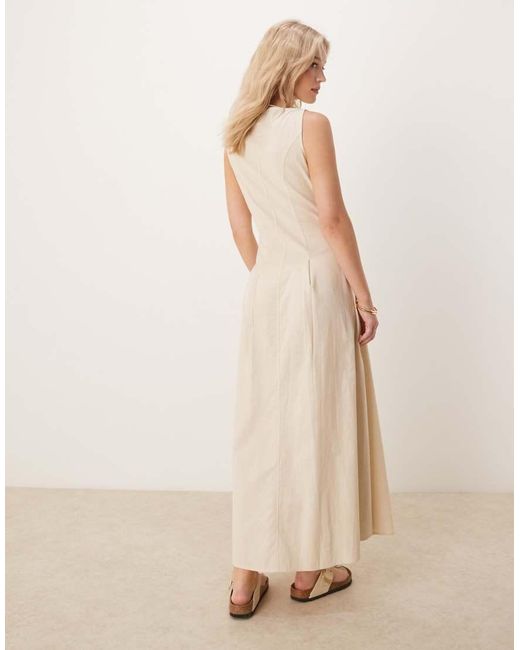 ASOS Natural Slash Neck Button Down Waistcoat Maxi Dress