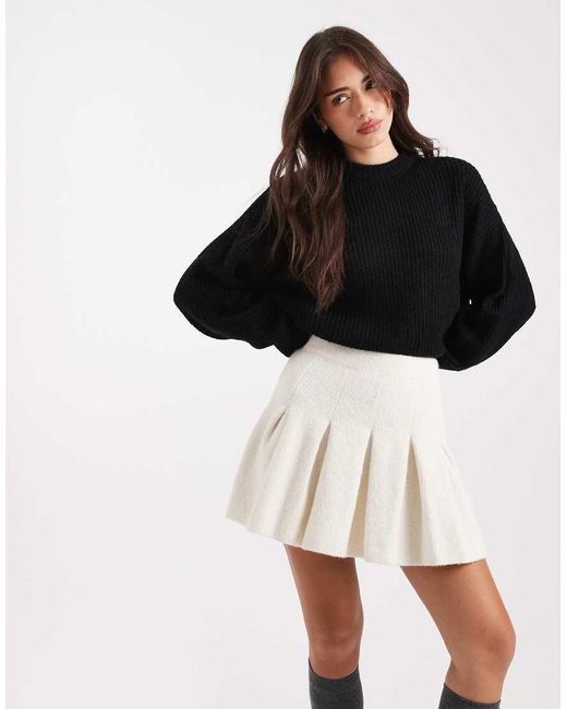 Miss Selfridge Gebreide Mini Rok Met Plooien in het Black