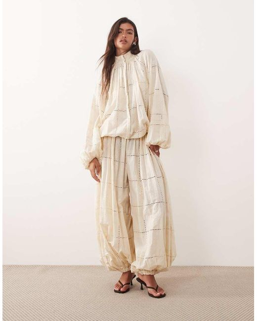 ARRANGE Natural Broderie Eyelet Balloon Trousers Co-ord