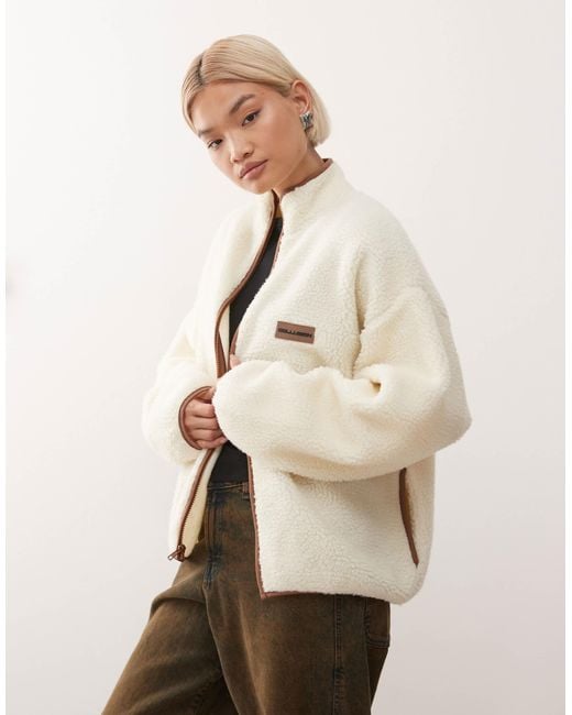 Collusion Natural Full Zip Fleece Borg Jacket