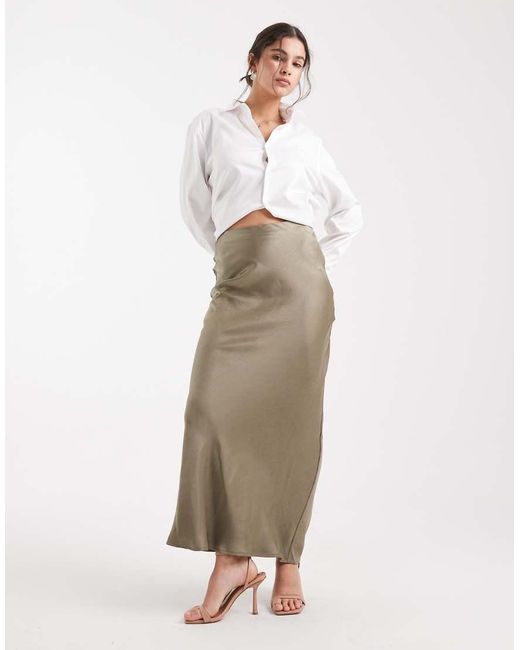 4th & Reckless White Satin Column Maxi Skirt