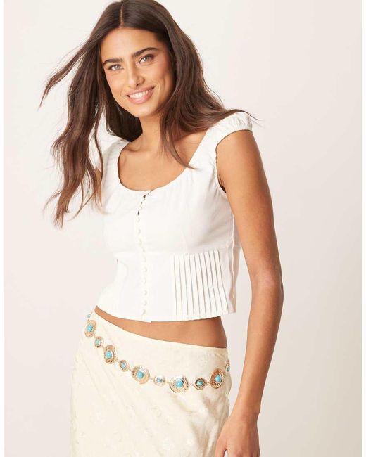 ASOS Natural Waist And Hip Turq Stone Set Chain Belt