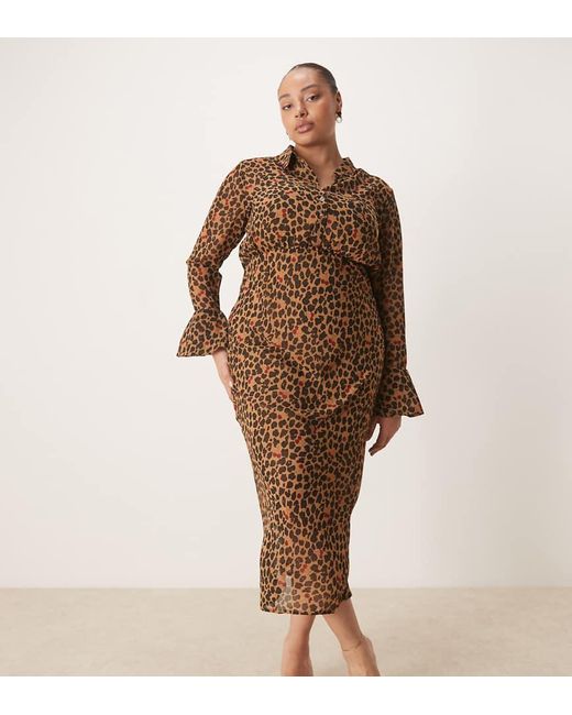 Never Fully Dressed Brown Never Fully Dressed Curve Mia Midaxi Shirt Dress