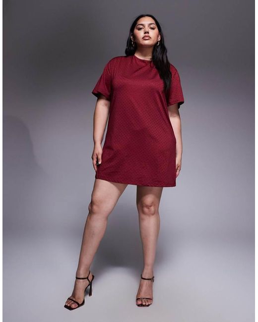Renee Studio Red Allover Hotfix Mini T-shirt Dress