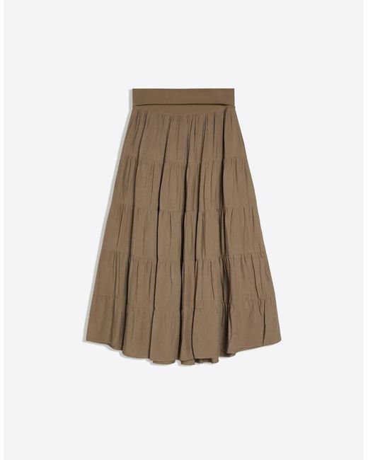 Bershka Brown Fold-over Waist Midi Skirt