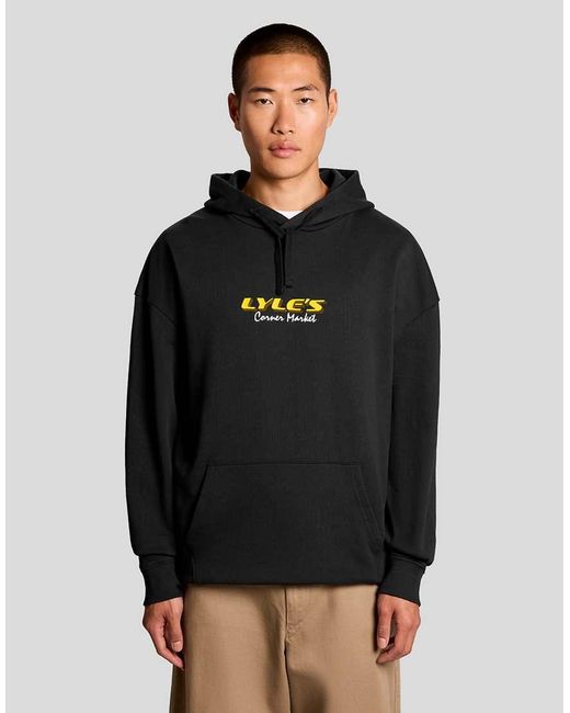 Lyle & Scott Black Mid Layers Receipt Graphic Hoodie for men