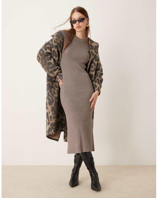 Vestito Midi Girocollo di New Look in Natural