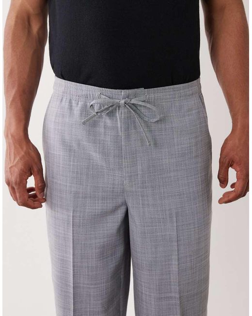ASOS Gray Linen Look Tapered Suit Trousers for men