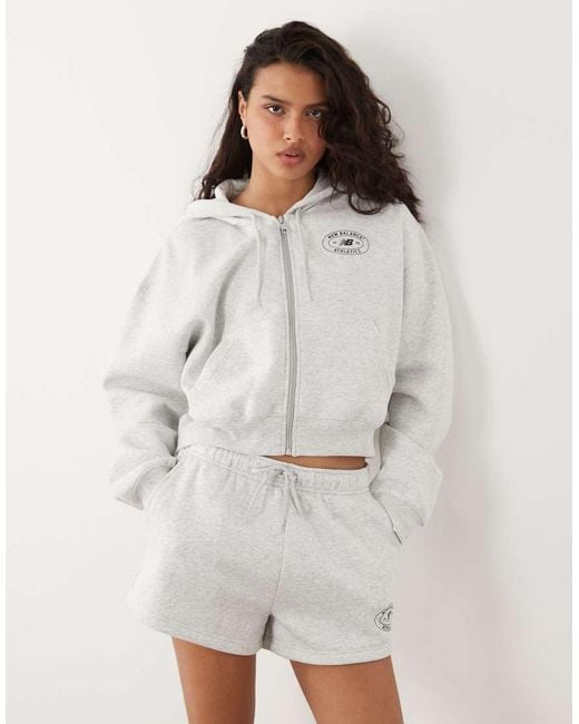 New Balance White Reimagined Fleece Full Zip