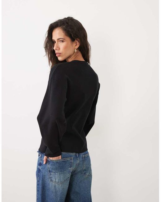 ASOS Blue Structured Cardigan With Faux Leather Buttons