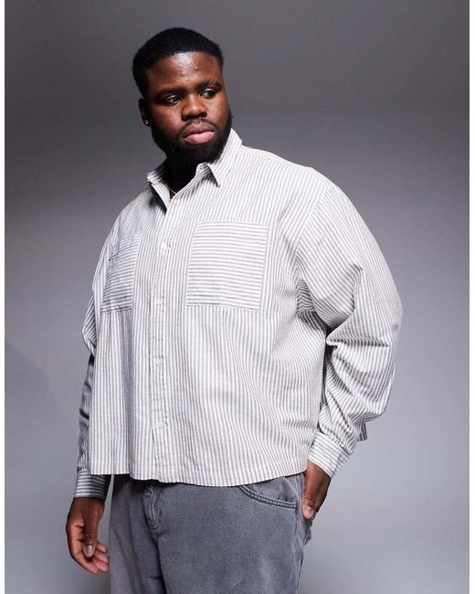 Camicia Oversize Squadrata Bianca E Grigia A Righe di ASOS in Gray da Uomo