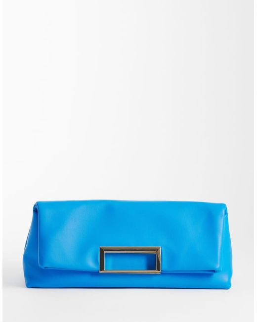 ASOS Blue Oversized Metal Handle Clutch