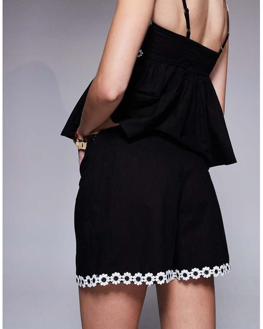 River Island Black Daisy Trim Short Co-Ord