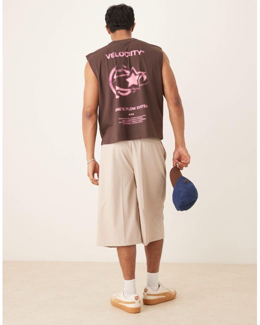 ASOS Natural Oversized Bermuda Shorts With Belt for men
