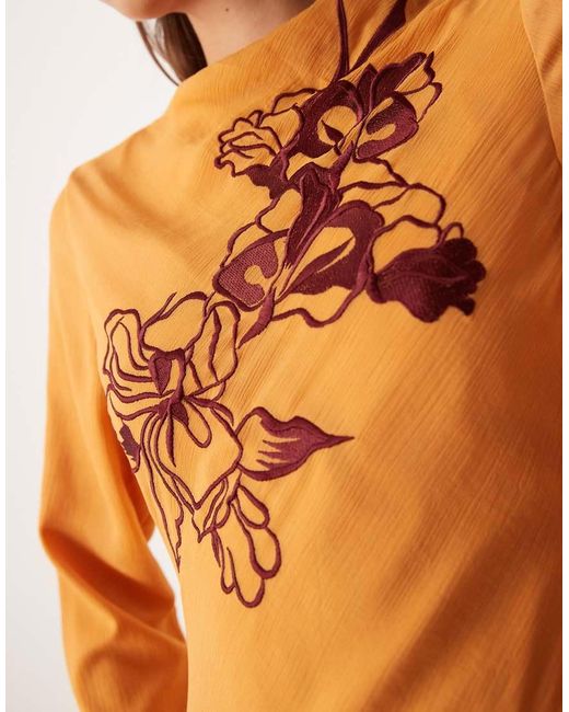 ASOS Orange Textured Embroidered Maxi Dress