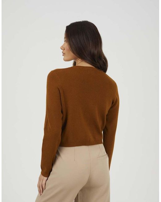 Brave Soul Brown Crew Neck Cardigan With Buttons
