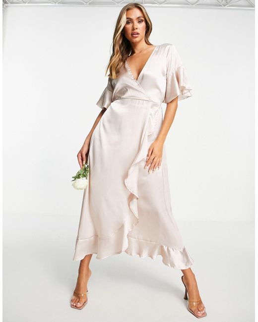 gold satin wrap dress