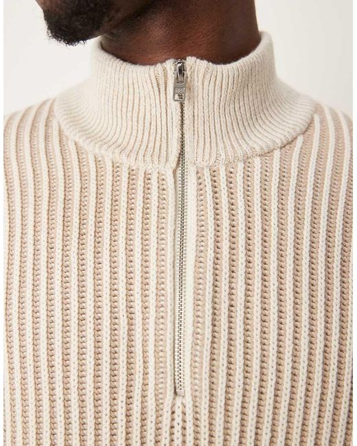 Jersey Extragrande Con Media Cremallera De Punto A Rayas De -Blanco Abercrombie & Fitch de hombre de color Natural