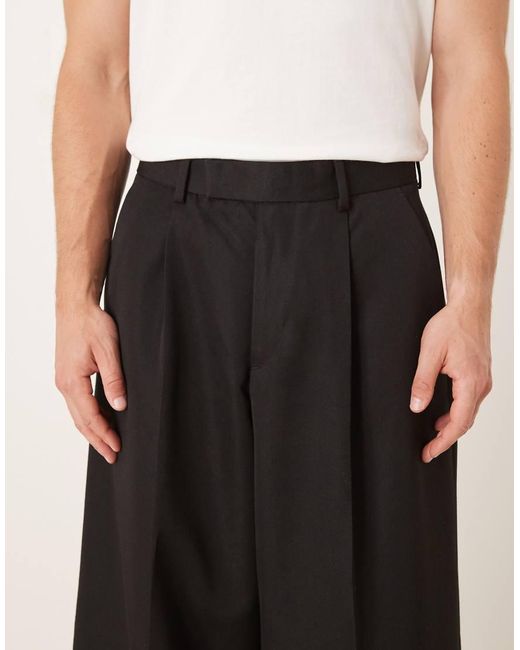 ASOS Black Smart Extreme Wide Trousers for men