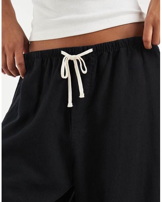Gap Black Linen Blend Cropped Culottes
