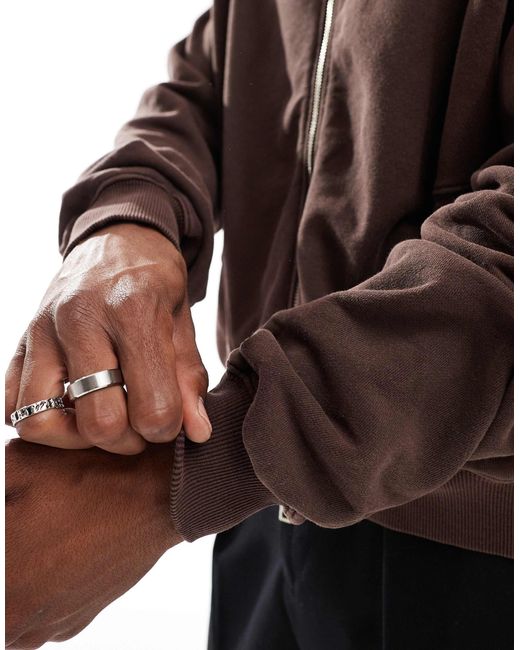 Cotton On Brown Cotton On Cropped Zip Up Hoodie for men