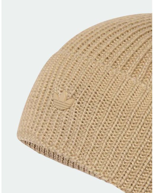 Adidas Originals Natural Everyday Icons Beanie With Tonal Metal Trefoil