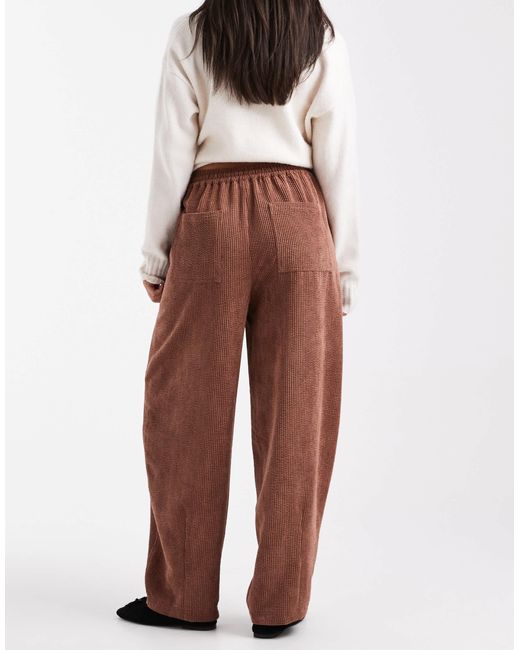 ASOS Brown Pull On Barrel Leg Cord Trousers
