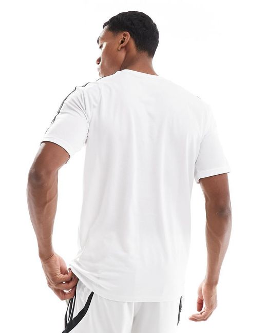 Adidas Originals White Adidas Training Essential 3 Stripe T-Shirt for men